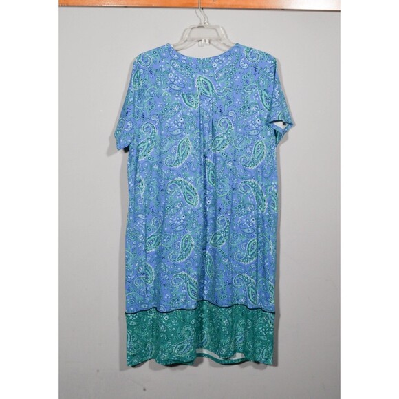 J. Jill Wearever Collection Blue Green Paisley Long Maxi Sun Dress Sz L - Picture 4 of 4